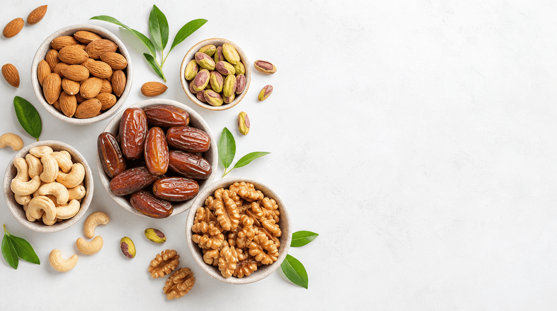 Mixed nuts and dates arrangement